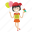 avatar, balloon, cartoon, girl, kid 