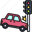 car, accident, safety, vehicle, incident, traffic light pole, traffic light, crash 