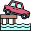 car, accident, safety, vehicle, incident, car falling into water, sinking car 