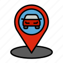 location, map, car, pin, garage, automobile, rent