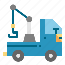 car, crane, tow, transport, truck