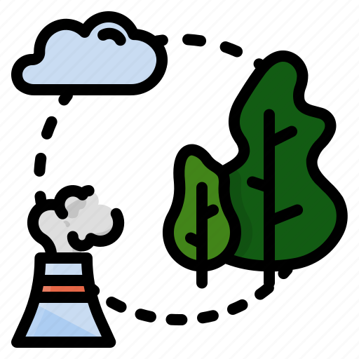 Environmental, care, powerhouse, carbon, co2, trees, emission icon - Download on Iconfinder
