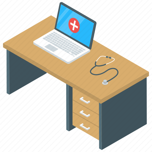 Administrative desk, doctor table, drs table, front desk, hospital workplace, reception icon - Download on Iconfinder
