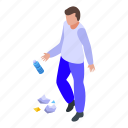 water, bottle, careless, person, isometric