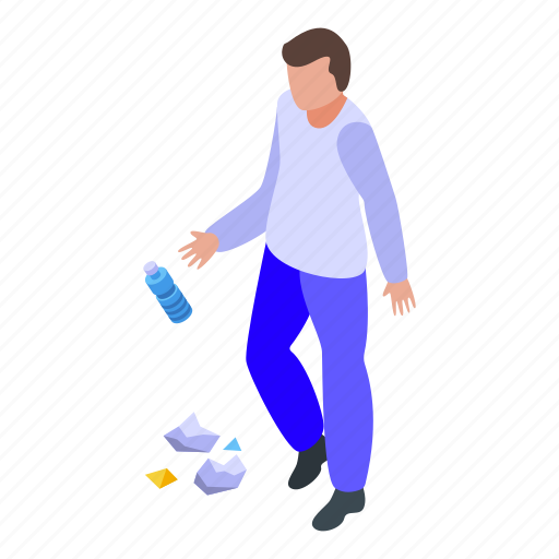 Water, bottle, careless, person, isometric icon - Download on Iconfinder