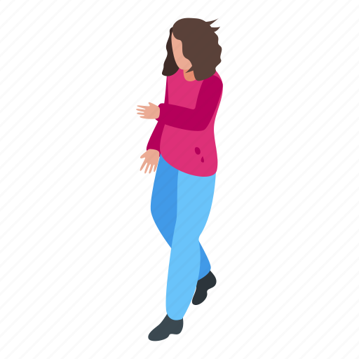 Girl, careless, person, isometric icon - Download on Iconfinder