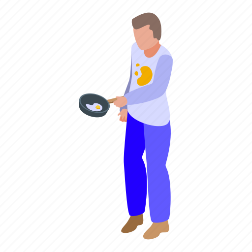 Fried, egg, careless, man, isometric icon - Download on Iconfinder
