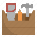 toolbox, carpenter, tools, elements