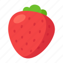 strawberry, berry, fruit, food, cartoon, cute, red