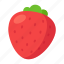 strawberry, berry, fruit, food, cartoon, cute, red 