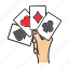 ace, card, casino, game, hand, kare, poker 