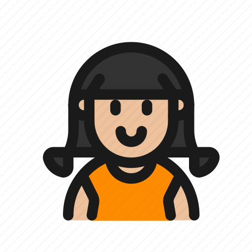 User, avatar, profile, girl, schoolgirl, little, pigtails icon - Download on Iconfinder