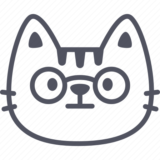 Nerd, cat, emoticon, emoji, emotion, expression, feeling icon - Download on Iconfinder