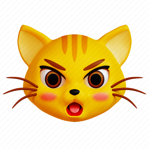 Cat, face, emoji, emoticon, angry, emotion, expression 3D illustration - Download on Iconfinder