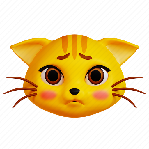 Cat, face, emoji, emoticon, sad, expression 3D illustration - Download on Iconfinder