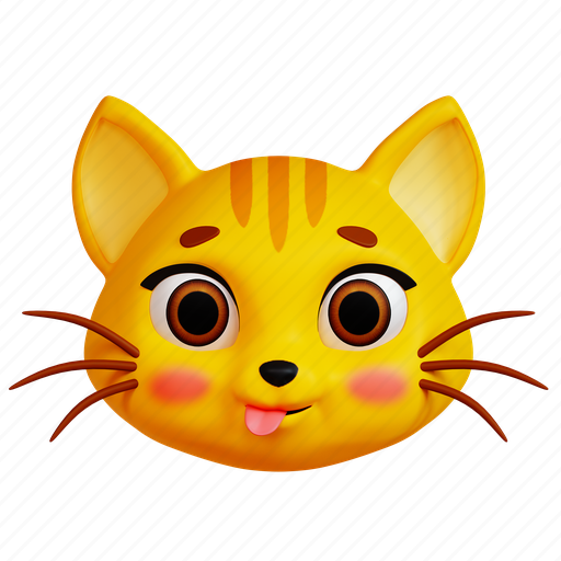 Cat, face, emoji, emoticon, silly, tounge out, expression 3D illustration - Download on Iconfinder