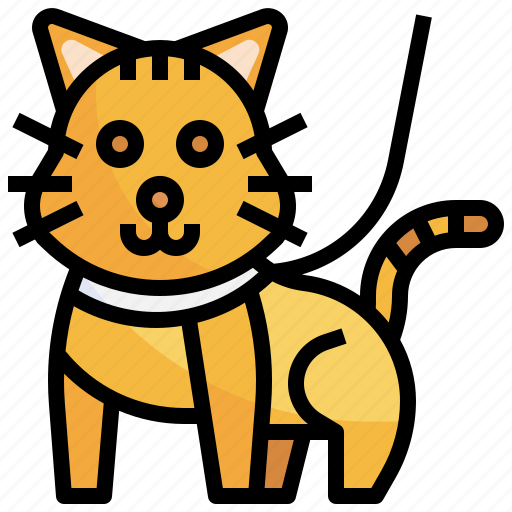 Cat, walking, pet, leash, collar, animals icon - Download on Iconfinder