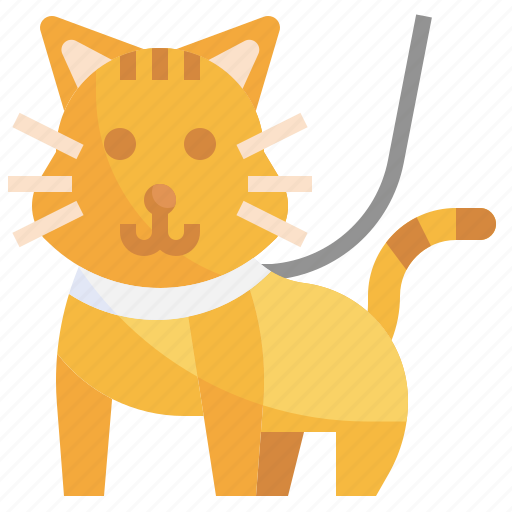 Cat, walking, pet, leash, collar, animals icon - Download on Iconfinder