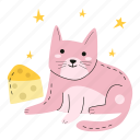 cat and slice of cheese, cat, pet, cute cat, cat lovers, kitten, kitty, international cat day, sticker