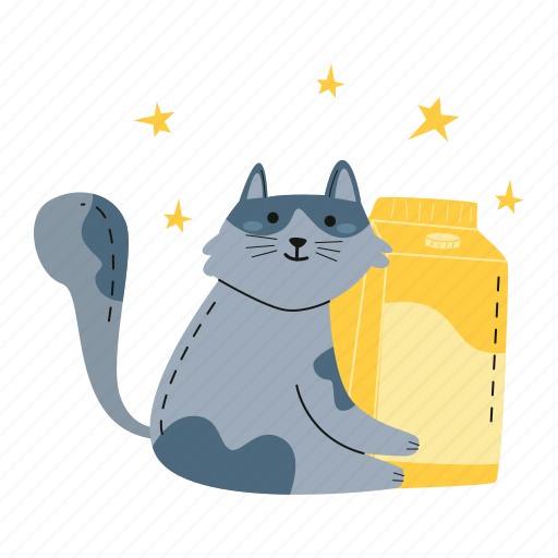 Cat loves milk, cat, pet, cute cat, cat lovers, kitten, kitty sticker - Download on Iconfinder