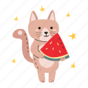 cat with watermelon, cat, pet, cute cat, cat lovers, kitten, kitty, international cat day, sticker