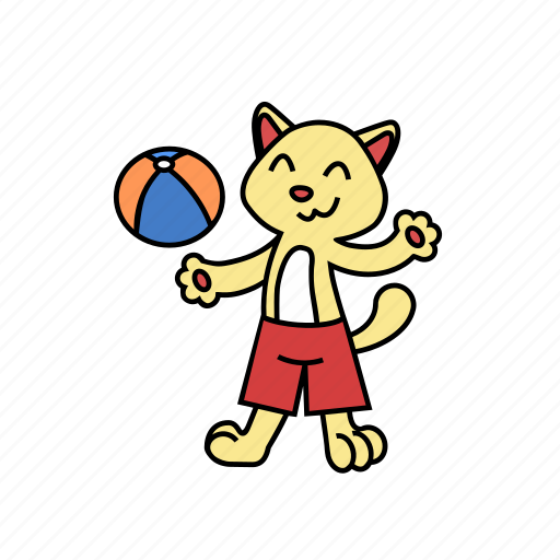 Ball, beach volleyball, cat, game, kick, play, throwing icon - Download on Iconfinder