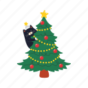 cute, flat, icon, funny, christmas, tree, lights, black