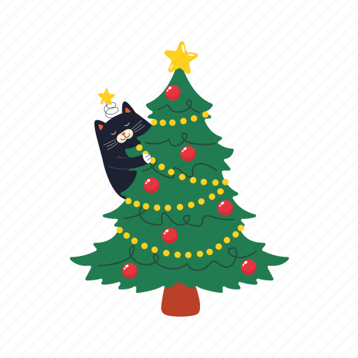 Cute, flat, icon, funny, christmas, tree, lights icon - Download on Iconfinder