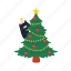 cute, flat, icon, funny, christmas, tree, lights, black 