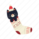 socks, santa, claus, hat, cute, flat, icon, funny, christmas