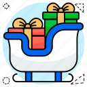 sleigh, gifts, presents, senta, vehicle, gift, boxes