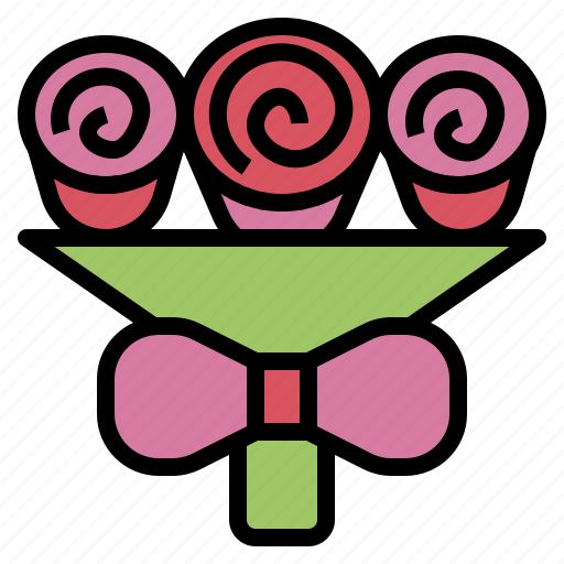 Bouquet, bow, celebration, congratulation, flower, rose icon - Download on Iconfinder