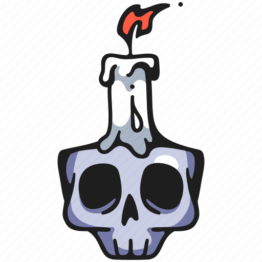 Candle, flame, decoration, halloween, skull, witch, ritual icon - Download on Iconfinder
