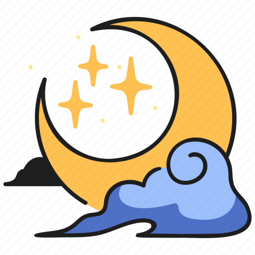 Moon, crescent, celestial, sky, cloud, night, star icon - Download on Iconfinder