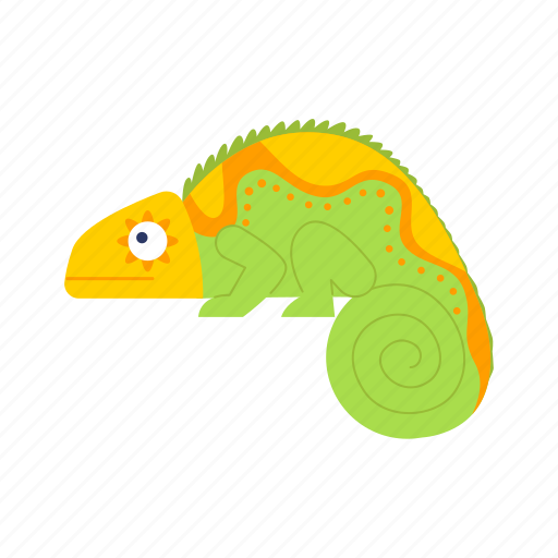 Zoo, flat, icon, green, chameleon, lizard, animal icon - Download on Iconfinder