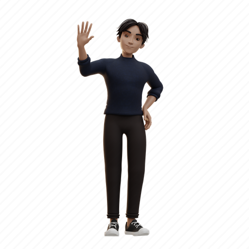 Character, hi, hand, business, people, digital, student 3D illustration - Download on Iconfinder
