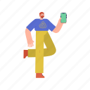 character, builder, man, mobile, smartphone, device 
