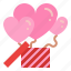 giving, love, heart, balloons, box, charity 
