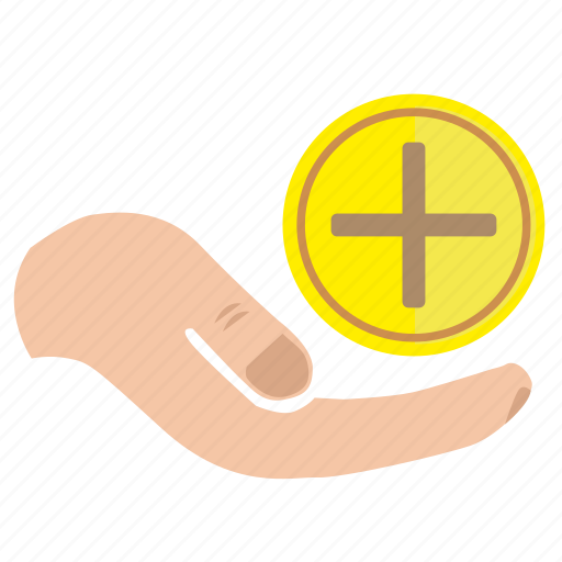 Add, charity, hand, mercy, money, plus, donate icon - Download on Iconfinder