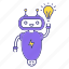 chat bot, chatbot, idea, invention, lightbulb, robot, solution 