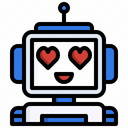 Happy, communications, assistant, hearts, face, robot icon - Download on Iconfinder