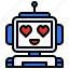happy, communications, assistant, hearts, face, robot 