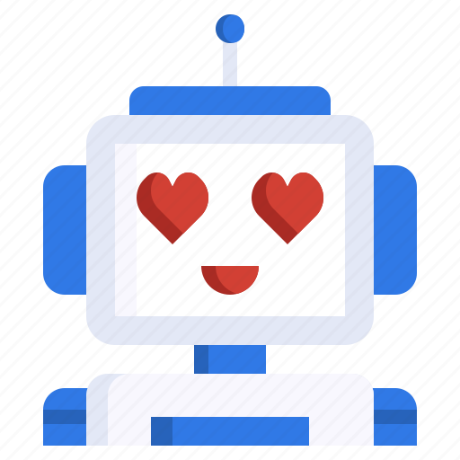 Happy, communications, assistant, hearts, face, robot icon - Download on Iconfinder