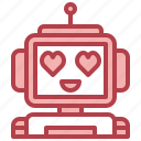 happy, communications, assistant, hearts, face, robot