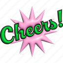cheers, lettering, word, puffy, encourage, cheer up, 3d