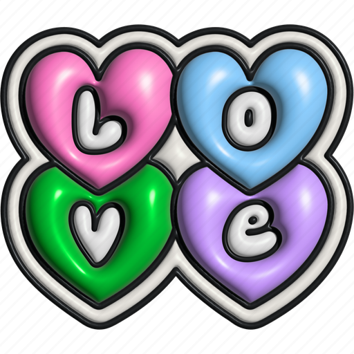Love, typography, word, puffy, encourage, cheer up, 3d icon - Download on Iconfinder
