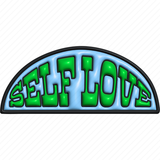 Self love, typography, word, puffy, encourage, cheer up, 3d icon - Download on Iconfinder