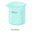 beaker, cartoon, container, cup, liquid, measure, style
