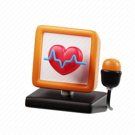 Echocardiogram, heart, medical, disease, rate, ecg, ekg 3D illustration - Download on Iconfinder