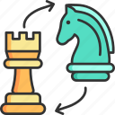 chess exchange, knight, rook, chess, move, battle